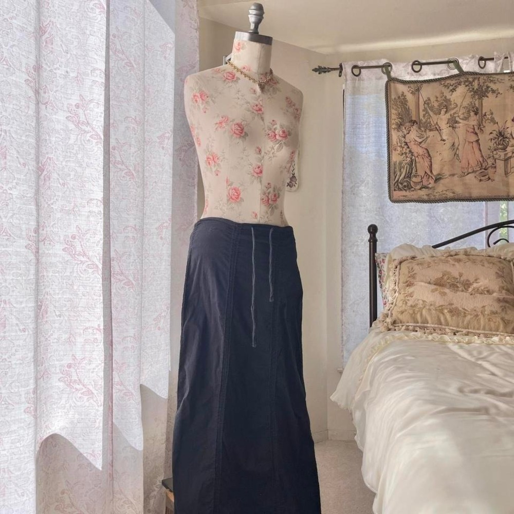 y2k black grunge maxi skirt‎